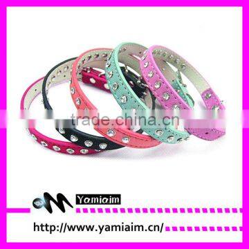 Leather rhinestone pet collar