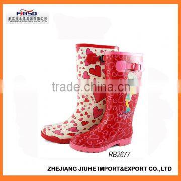 Knee Printed Rubber Boot for Girls