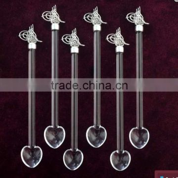 Tugra Platinum Glass Tea Spoon