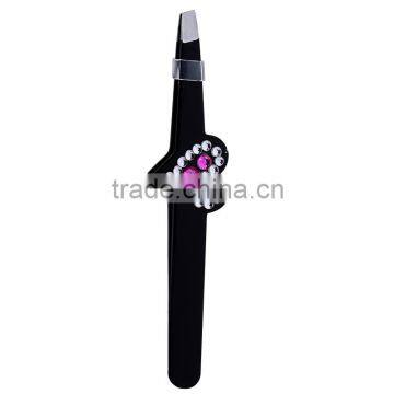 Heart shape design eyebrow tweezer plus colorful stones