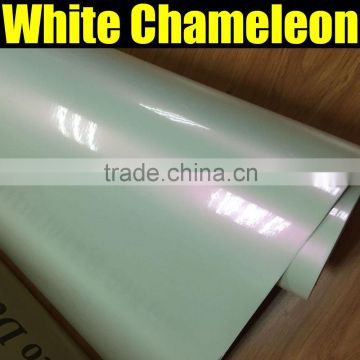 chameleon car wrap film white to pink with 3 layers high quality 1.52*20m per roll