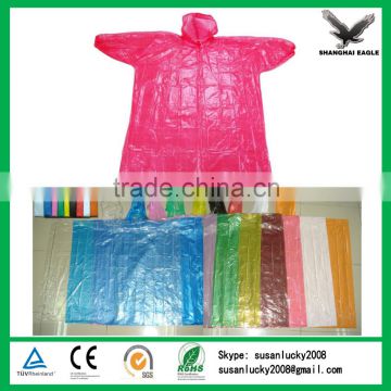 Disposable cheap clear waterproof custom logo printing PE poncho