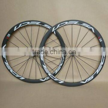 UDELSA U38 carbon wheels clincher 700C light weight bicycle wheels 38mm depth 20H/24H