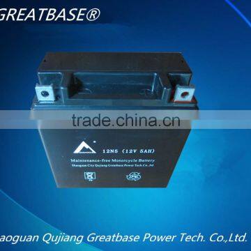 manufacture maintenance free lead acid battery 12n5 china motorcycle battery 12v 5ah/10hr mf motorcycle battery