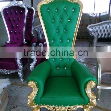 Cheap Golden Silver Classic Antique Reproduction Wooden Royal King Throne Chair photo-3