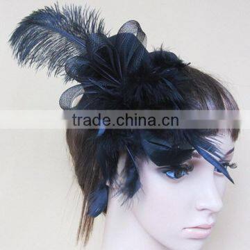 Dark Long Feather Hair Accessory Women Stage Hair Accessory