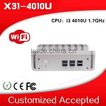 Low Price X31-4010U Thin Mini Itx Fanless i3 Fanless Desktop PC Support MIC 8G RAM 256G SSD