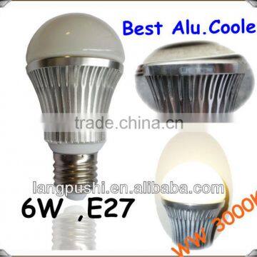 High Quality! LED 6x1W Bulb E27 Aluminum