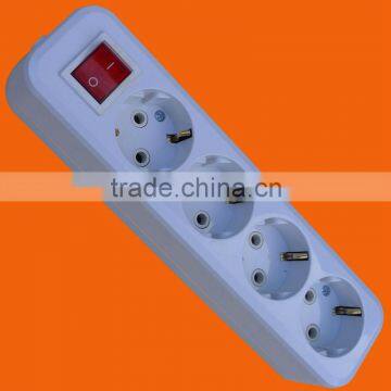 European style 4 way extension power strip with earth with switch (E8004ES)