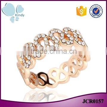 Less than one dollar fashion jewelry full jewelled rhinestone rose gold finger ring