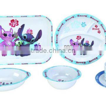 Fashionable cartoon pattern melamine dinnerware sets for kid