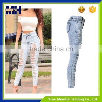 Sexy Female High Waist Snowflakes Jeans Feet Pants photo-2