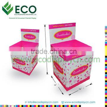 Floor Paper Display Shelf Round Dump Bin Cardboard Display