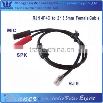 RJ9 Adaptor cables Double 3.5mm jacks to RJ9 connector for PC ,telephone headset