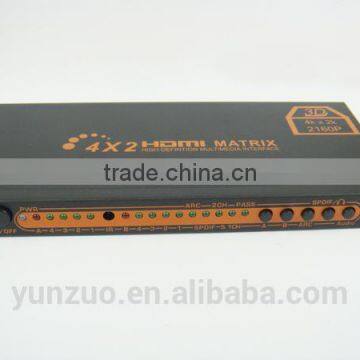 3D 4x2 HDMI Matrix Switch Splitter With Remote Control HDCP 1080P 4-In--2-Out