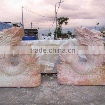 Garden Sea Dragon Statue Marble Stone Hand Carved Sculpture From Vietnam photo-2