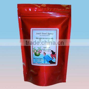 Resealable stand up plastic green tea bag