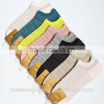 Invisible boat socks woman socks with metalic yarn wholesale zhuji manufacturer