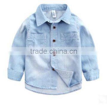 New design fashion cotton casual long sleeve boy fancy shirt jeans kids 2016