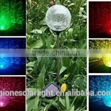 Clear Crackle Ball Color Change Garden Decor Solar Stake Light