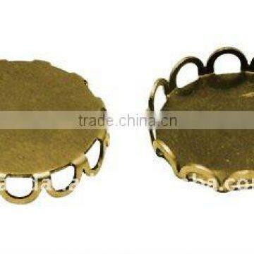 Brass Cabochon Settings, Flat Round, Golden Color, about 18mm in diameter(KK-C1764-5-G)