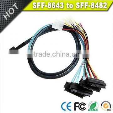 1 Meter Internal Mini SAS HD SFF-8643 to 4 x 29-Pin SAS SFF-8482 Cable