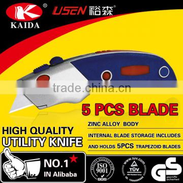 Zinc alloy Utility Knife with 5 pcs Spare Blades