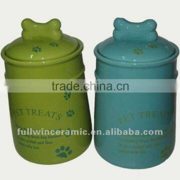 Ceramic pet treat jar