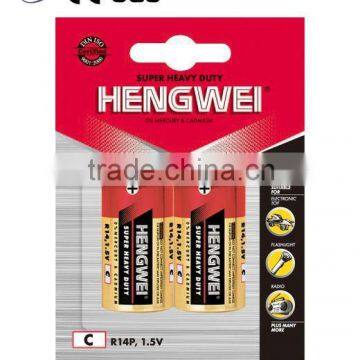 BLISTER PACK-EXTRA HEAVY DUTY BATTERY R14P METALLIC JACKET C 1.5V 2/B