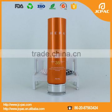 Oval Sun Cream Cosmetic Aluminum Tube With Acrylic Cap/ 70ml empty aluminium flat oval tube