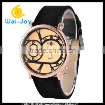 WJ-5382 Rose Gold Case Stylish Charming Stainless Steel Back Leather Strap Cheap Man Watch