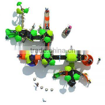Eco-friendly ancient-tree style outdoor playground heavy duty slide with 32 optional site sizes
