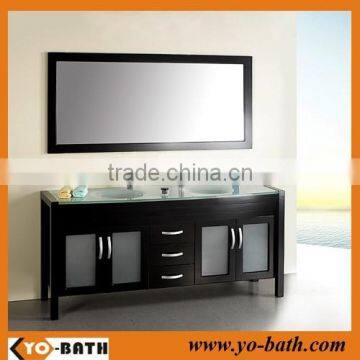 72 inch double glass sink bath cabinet