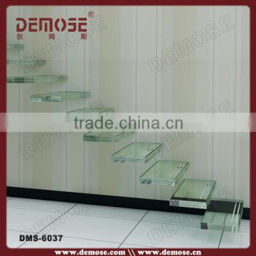 prefab glass stairs price with steel hidden stringer