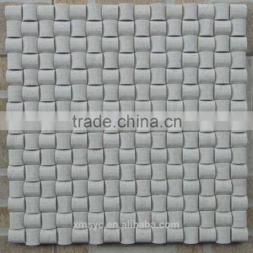 White Cream Marble Mosaic, White Woodvein Marble Mosaic, Round Marble Mosaic photo-3