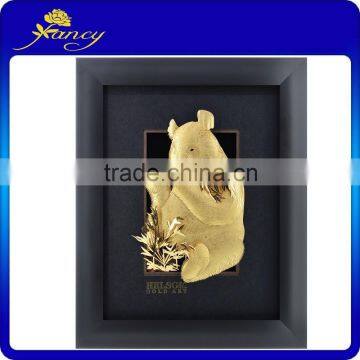 new design gold foil panda eat bamboo leaves frame home decor/constellation photo frame