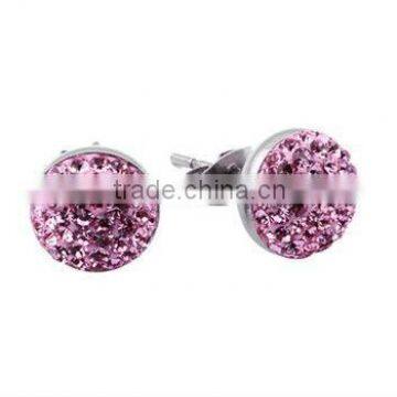 Pictures of Crystals Earrings Stainless Steel Ear Studs With Light Pink Gemstone