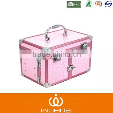 double open aluminum makeup case/makeup box/cosmetic case with trays