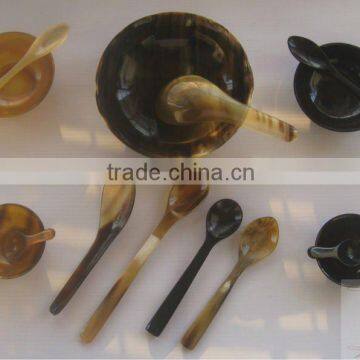 Buffalo horn bowl, horn spoon, egg spoon, caddy spoon, tea spoon