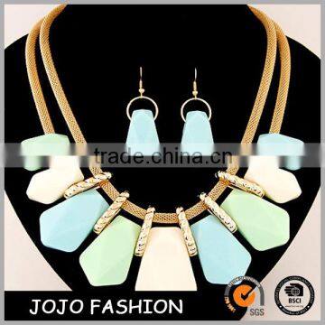 Afican Style Resin Chunky Staement Necklace and Earrings Set