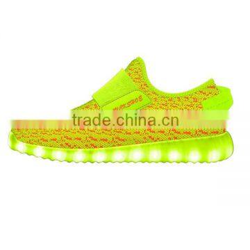 Candy Color Kids Led Light up Sneakers Flyknit Buckle up Kids Electric Led Sneakers Cheap Kids Shoes for Wholesale