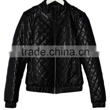 2014 new style! Women's PU jacket with quilting