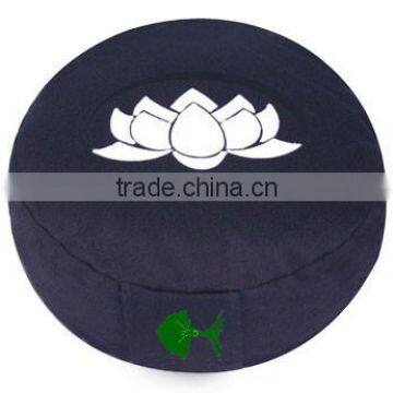 yoga meditation round zafu cushion with lotus embroidery and with Buck wheat filling high quality with shape pattern