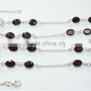 Silver Necklace, Garnet Necklace, Gemstone Necklace, Fashion Necklace