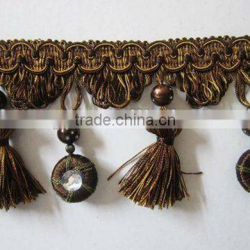 Ball Tassel Fringe With Beautiful Trim Beaded , for Curtain Decor