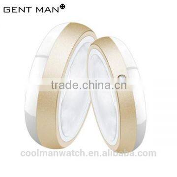 Coolman china wholesale New Style ceramic ring ,gold and white ceramic steel wedding ring