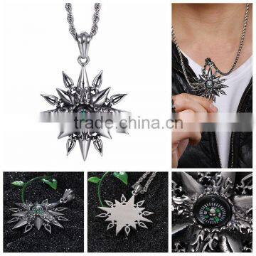 2017 New Fashion Jewelry Custom Outdoor Jewelry Stainless Steel Pendant Compass Military Pendant Necklace for Men