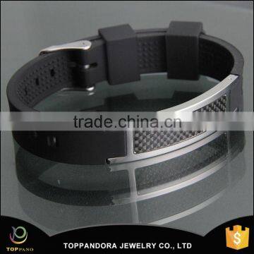 Top quality powerful stainless steel clasp black silicon magnetic bracelet eco-friendly silicone energy bracelet