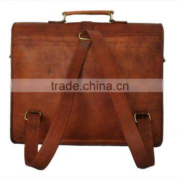 light brown buisness leather laptop backpack, Vintage genuine and real leather 16inch