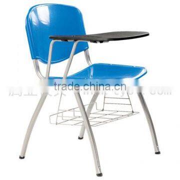 white plastic chair,student chair with writing pad